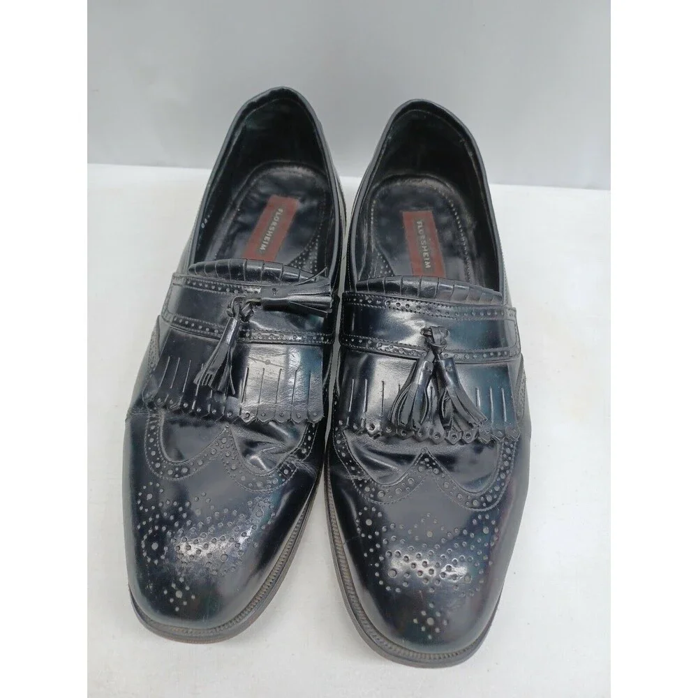 Florsheim Imperial Mens Dress Shoes Wingtip Kiltie Tassel Loafers Black 12M